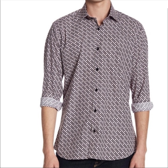 Jared Lang Pattern Long Sleeve Button Down Shirt M - Picture 1 of 8